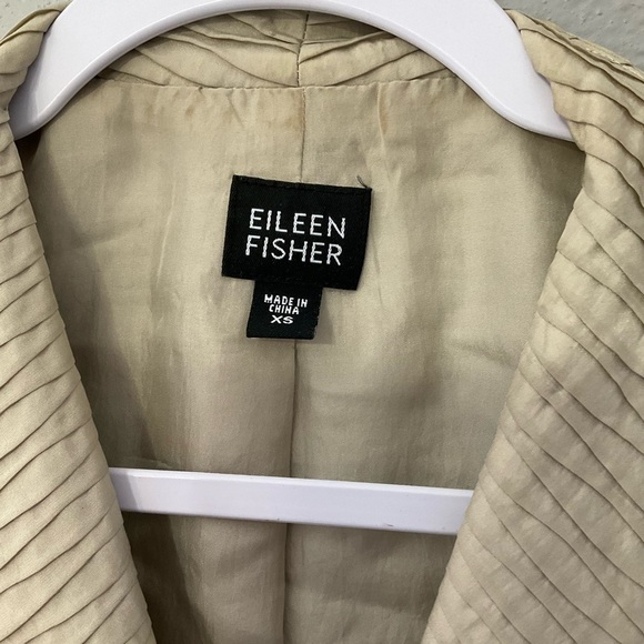 Eileen Fisher Cream Silk Textured Open Front Cardigan Jacket sz XS T07 - Picture 6 of 7